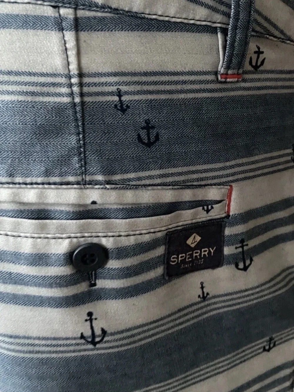 Sperry Top-Sider blue Anchor Stripe hybrid board swim Shorts 38 XL